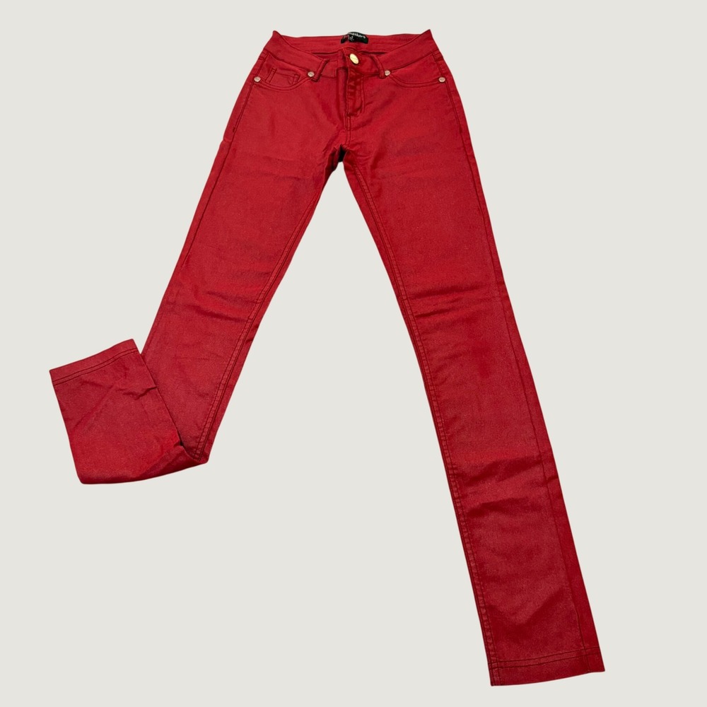 Shinestar Womens Red Skinny Pants Stretch Five Pocket HP9141S Size Small